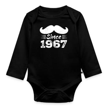 Geschenk zum 57. Geburtstag - Vintage 1967 Schnurrbart - Baby Bio-Langarm-Body - Schwarz - Vorne