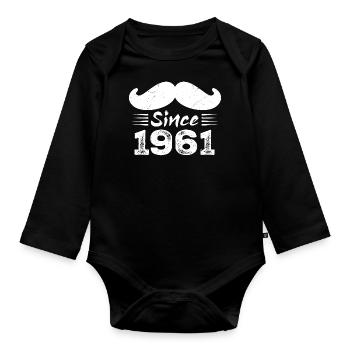 Geschenk zum 63. Geburtstag - Vintage 1961 Schnurrbart - Baby Bio-Langarm-Body - Schwarz - Vorne