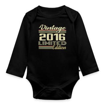 Anniversaire 8 Ans Millésime 2016 Cadeau 2016 - Body Bébé bio manches longues - noir - Devant