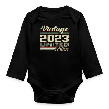 Anniversaire 1 Ans Millésime 2023 Cadeau 2023 - Body Bébé bio manches longues - noir - Devant