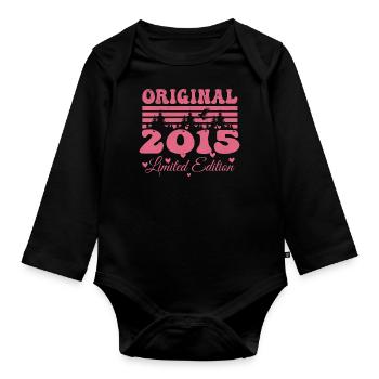 Geschenk zum 9-jährigen Jubiläum von Frauen 2015 | Jahrgang 2015 - Baby Bio-Langarm-Body - Schwarz - Vorne