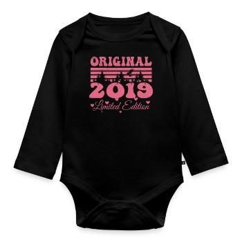 Geschenk zum 5-jährigen Jubiläum von Frauen 2019 | Jahrgang 2019 - Baby Bio-Langarm-Body - Schwarz - Vorne