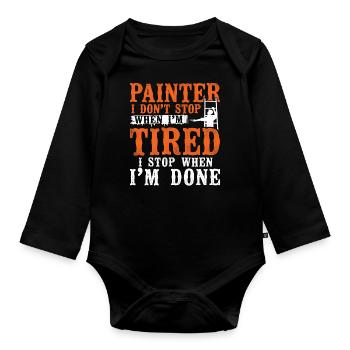 House Painter Decorator Painter I - Baby Bio-Langarm-Body - Schwarz - Vorne