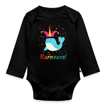 Karnewal Kölner Karneval Konfetti Wal Narrenkappe - Baby Bio-Langarm-Body - Schwarz - Vorne