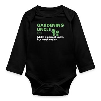 Jardinier Oncle Définition Jardinage - Body Bébé bio manches longues - noir - Devant