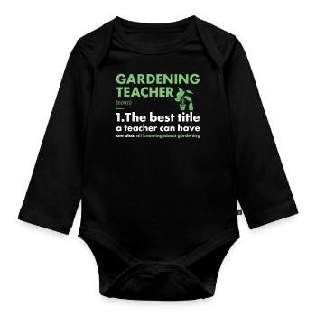 Jardinier Enseignant Définition Jardinage - Body Bébé bio manches longues - noir - Devant