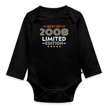 Retro 2008 Vintage 16th Anniversary Gift 16 Years - Organic Longsleeve Baby Bodysuit - black - Front