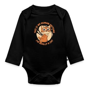 C’est mon costume humain, je suis vraiment un chat - Body Bébé bio manches longues - noir - Devant