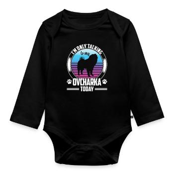 Ovcharka speech only with Caucasian Ovcharka - Organic Longsleeve Baby Bodysuit - black - Front