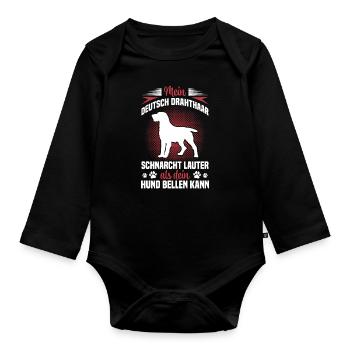 Le chien allemand à poil dur ronfle plus fort - Body Bébé bio manches longues - noir - Devant