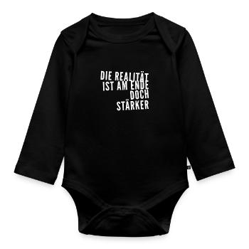 La réalité est plus forte - Body Bébé bio manches longues - noir - Devant