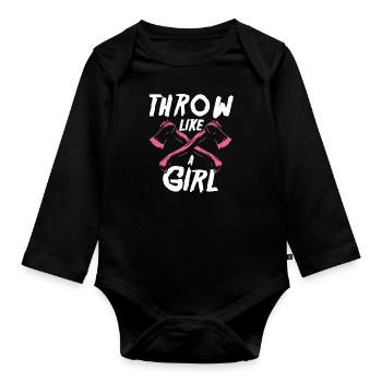 Axe Thrower Axe Throwing Hobby Sports - Organic Longsleeve Baby Bodysuit - black - Front