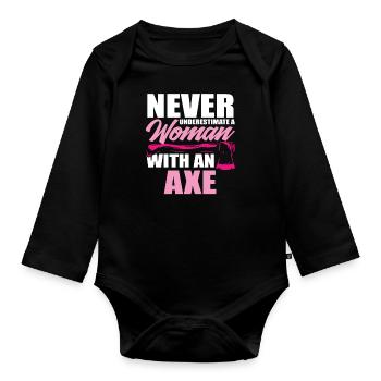 Axe Thrower Axe Throw Sports Wife Gift - Organic Longsleeve Baby Bodysuit - black - Front
