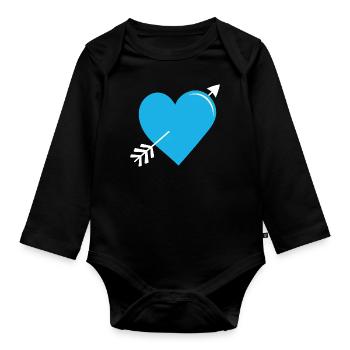 Flèche Coeur Bleu - Body Bébé bio manches longues - noir - Devant
