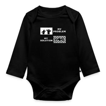 Drone Racing Lover My Problem My Pictogram Dad Mom - Baby Bio-Langarm-Body - Schwarz - Vorne