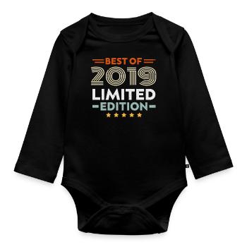 Retro 2019 Vintage Gift 5th Anniversary 5 Years - Organic Longsleeve Baby Bodysuit - black - Front