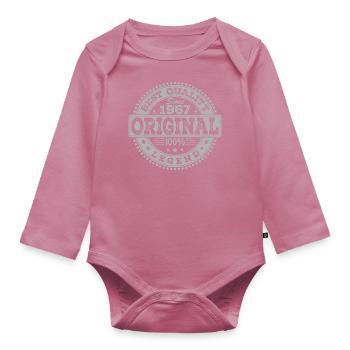 57th Birthday Original 1967 Vintage Gift - Organic Longsleeve Baby Bodysuit - mauve - Front