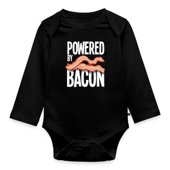 Powered By Bacon Speck - Baby Bio-Langarm-Body - Schwarz - Vorne
