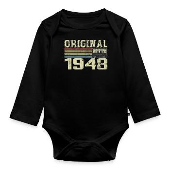 1948 Birthday Parties - 1948 Retro Gift - Organic Longsleeve Baby Bodysuit - black - Front