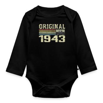 1943 Fêtes D’anniversaire - Cadeau Retro 1943 - Body Bébé bio manches longues - noir - Devant