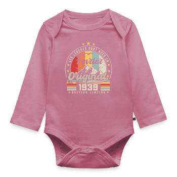 Février 1939 Cadeau 85e Anniversaire Février 1939 - Body Bébé bio manches longues - mauve - Devant