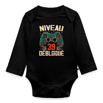 1985 cadeaux 39e Anniversaire, Aventure de 39 Ans - Body Bébé bio manches longues - noir - Devant