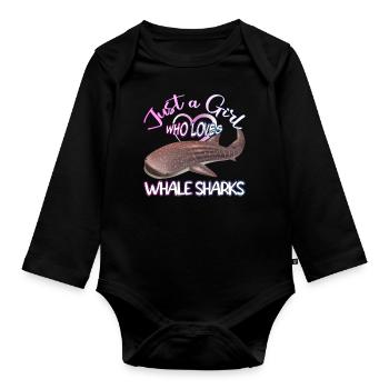 Just a Girl who loves Whale Sharks - Scuba diving - Baby Bio-Langarm-Body - Schwarz - Vorne