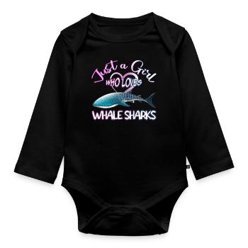 Just a Girl who loves Whale Sharks - Scuba diving - Baby Bio-Langarm-Body - Schwarz - Vorne
