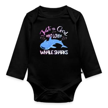 Just a Girl who loves Whale Sharks - Scuba diving - Baby Bio-Langarm-Body - Schwarz - Vorne