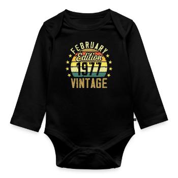 47th Birthday - February 1977 - 47th Birthday Gift - Organic Longsleeve Baby Bodysuit - black - Front