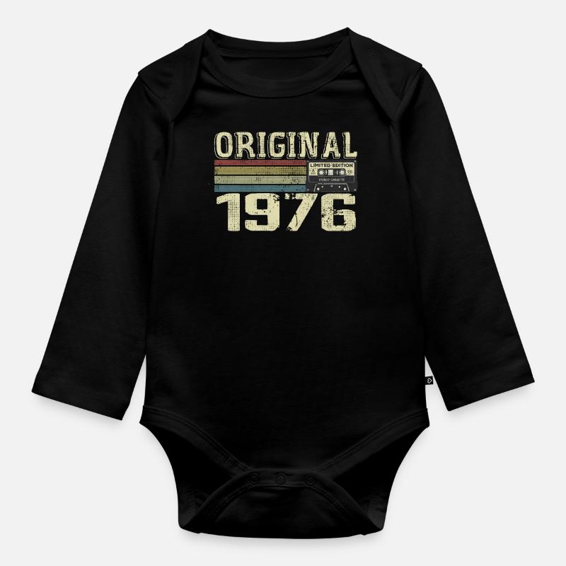 1976-Geburtstagsfeiern - Retro-1976-Geschenk - Baby Bio-Langarm-Body - Schwarz