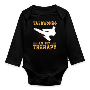 Le taekwondo est ma thérapie - Body Bébé bio manches longues - noir - Devant