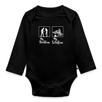 Snowmobile Racing My Problem My Pictogram Mom Dad - Organic Longsleeve Baby Bodysuit - black - Front
