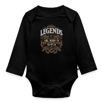 1977 Mars Naissance Anniversaire Année de naissance - Body Bébé bio manches longues - noir - Devant