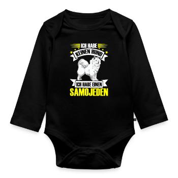 Samoyed is not just a dog sled dog - Organic Longsleeve Baby Bodysuit - black - Front