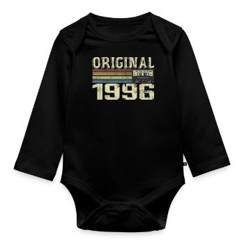 1996 Birthday Parties - Retro 1996 Gift - Organic Longsleeve Baby Bodysuit - black - Front