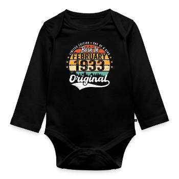 Geboren im Februar 1933 - Geburtstagsgeschenk - Baby Bio-Langarm-Body - Schwarz - Vorne