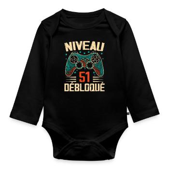 1973 Geschenke zum 51. Jahrestag, 51 Jahre Abenteuer - Baby Bio-Langarm-Body - Schwarz - Vorne