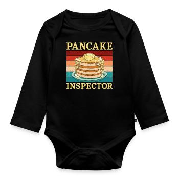 Pancake Lover Kids Pancake - Organic Longsleeve Baby Bodysuit - black - Front