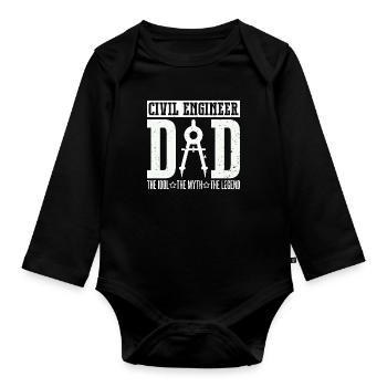 Civil Engineer Dad The Idol The Myth Construction - Baby Bio-Langarm-Body - Schwarz - Vorne