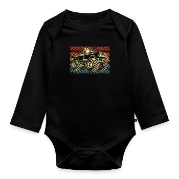 Monster Truck - Body Bébé bio manches longues - noir - Devant
