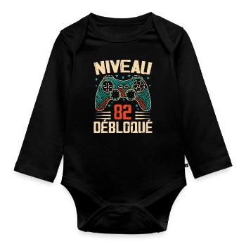 1942 82nd Birthday Gifts, 82 Year Adventure - Organic Longsleeve Baby Bodysuit - black - Front