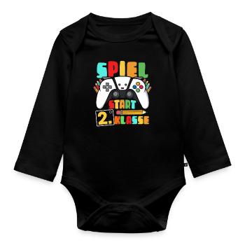 2nd Grade Game Start Gamer - Organic Longsleeve Baby Bodysuit - black - Front