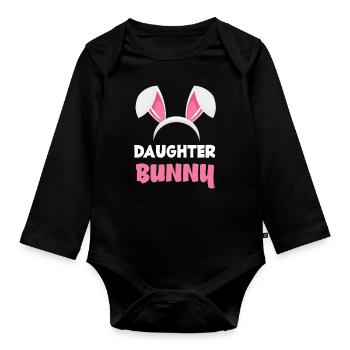 Fille lapin Pâques lapin oreilles de Pâques - Body Bébé bio manches longues - noir - Devant