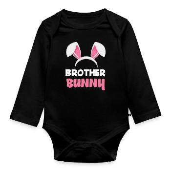 Bruder Hase Osterhasenohren Ostern - Baby Bio-Langarm-Body - Schwarz - Vorne