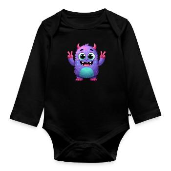 Designs For Kids – Märchenhafte Monster - Baby Bio-Langarm-Body - Schwarz - Vorne