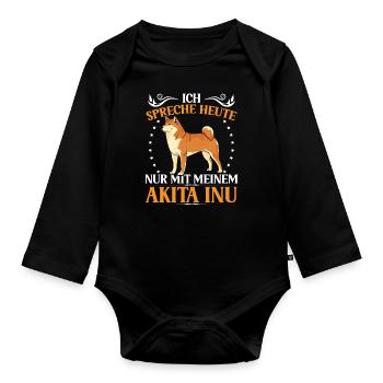 Ne parlez qu’à l’Akita Inu Japonais Akita Inu - Body Bébé bio manches longues - noir - Devant