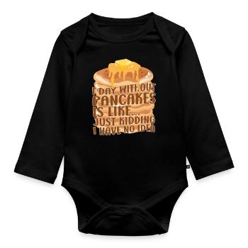 Amoureux des crêpes Les enfants Une journée sans - Body Bébé bio manches longues - noir - Devant