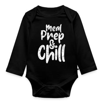 Meal Prep And Chill Preperation Cooking Chef Cook - Baby Bio-Langarm-Body - Schwarz - Vorne