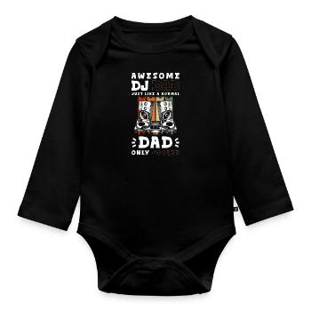 Vinyl Record Techno Dancing Turntable - Organic Longsleeve Baby Bodysuit - black - Front